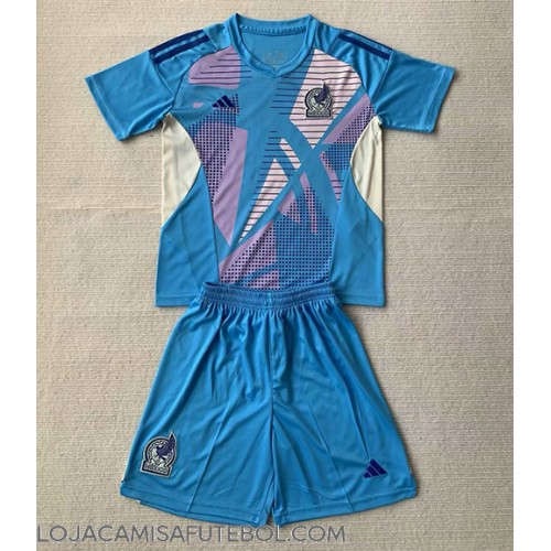 Camisa de Futebol México Goleiro Equipamento Secundário Infantil Copa America 2024 Manga Curta (+ Calças curtas)